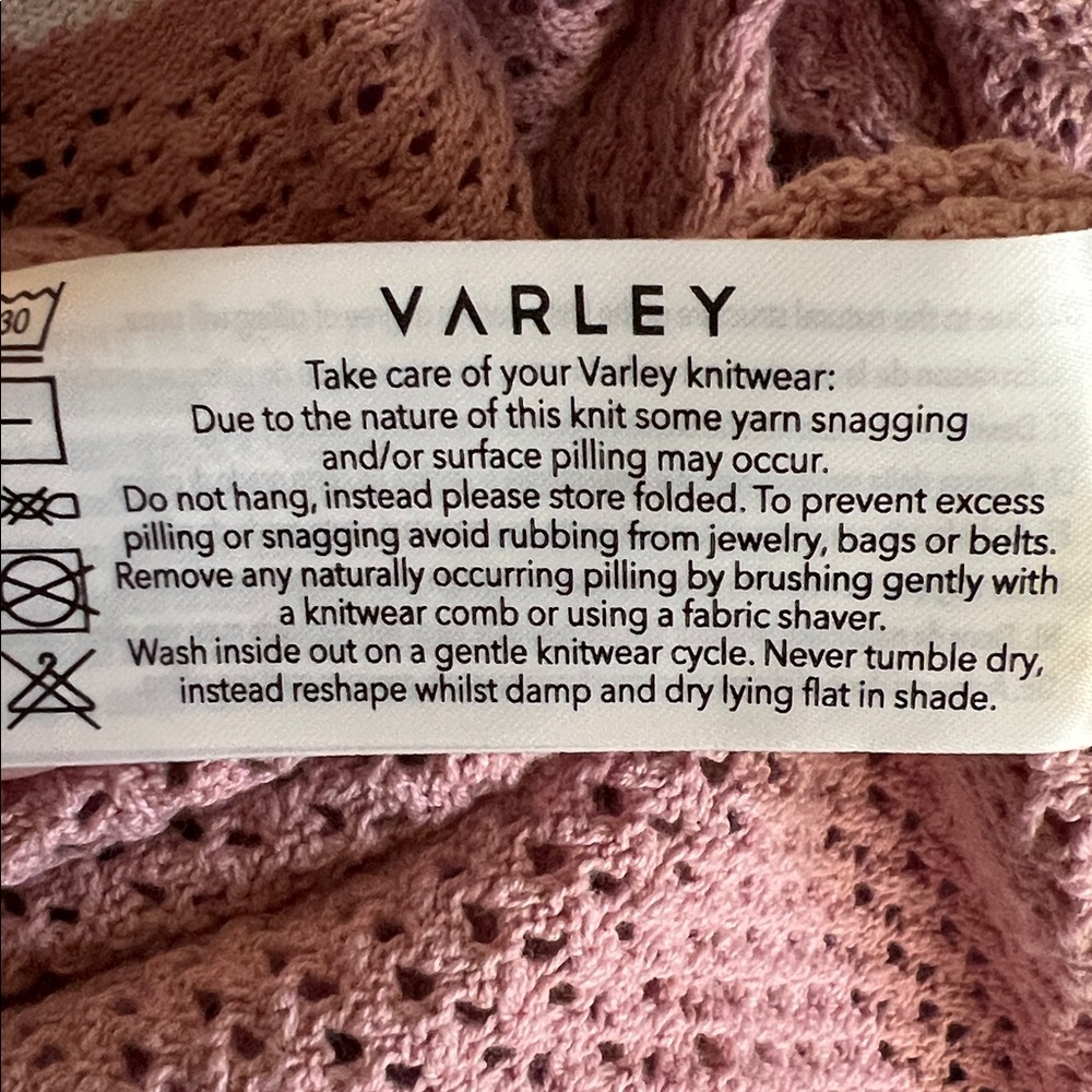 NEW Varley Pink & White Calva Zip Open Knit Sweater Sz M - Picture 11 of 12